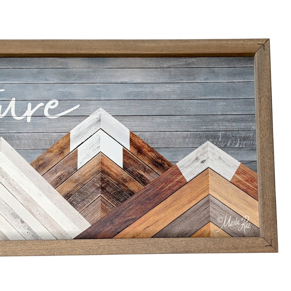 Adventure Awaits Wooden Sign Wall Art Marla Rae 8"x24" Mountain Decor Rustic EUC - Picture 2 of 6